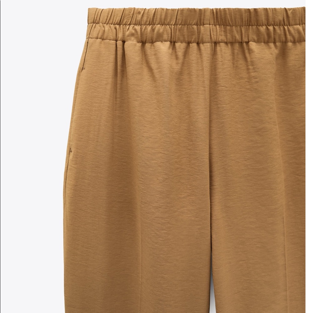 NWT Zara trousers with turn-up hems camel - Picture 6 of 6
